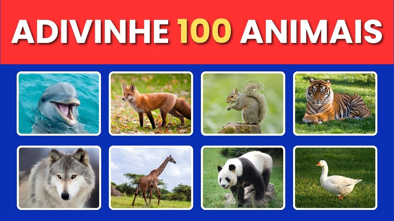 ADIVINHE 100 ANIMAIS 🦁🐳🦜 | Nível Fácil, Médio, Difícil e Impossível | APENAS 1% ACERTAM TODOS 🙊