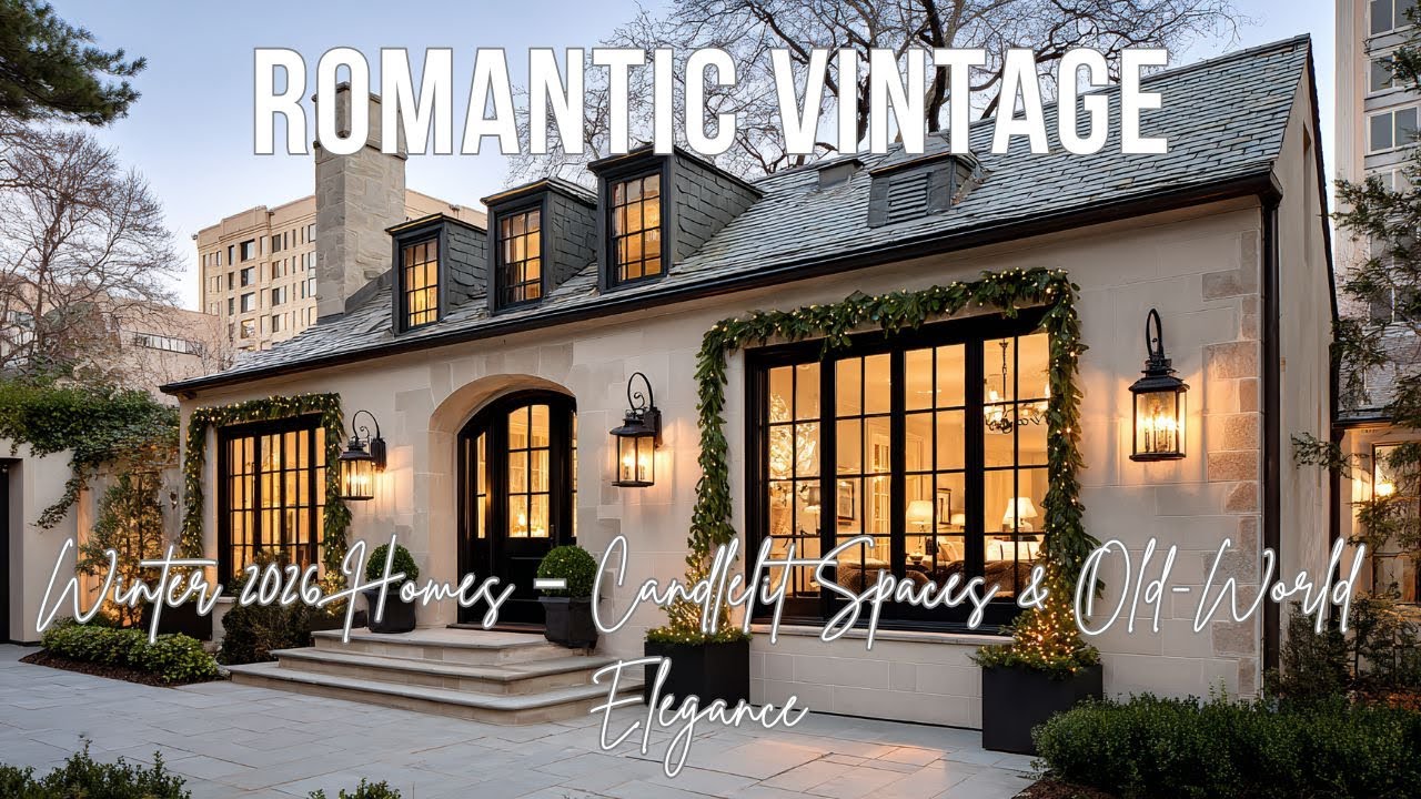 Романтические дома в винтажном стиле, зима 2026 года – пространства, освещенные свечами, и элеган...