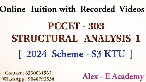 PCCET 303 - Structural Analysis | 2024 Scheme | Online Tuition with Recorded Classes|2025 Admission