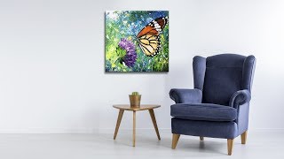 Challenge #6 | Butterfly and wildflowers Acrylic painting with Palette knife