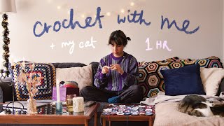 Crochet with me (and my cat) 🕯✨ 1 hour cosy craft time