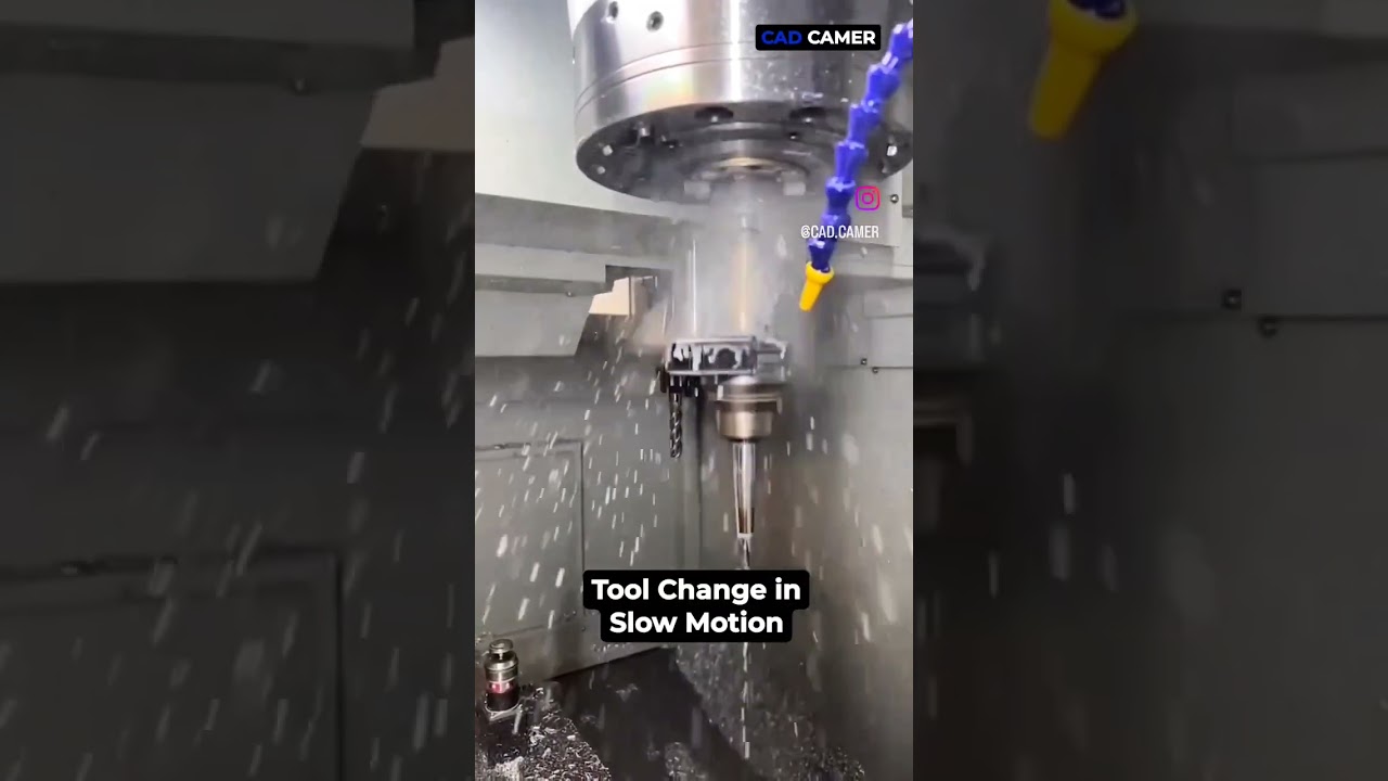 Tool Change in Slow Motion #cnc #shorts #ytshorts #youtubeshorts #cam #machining #vmc #cncmachine