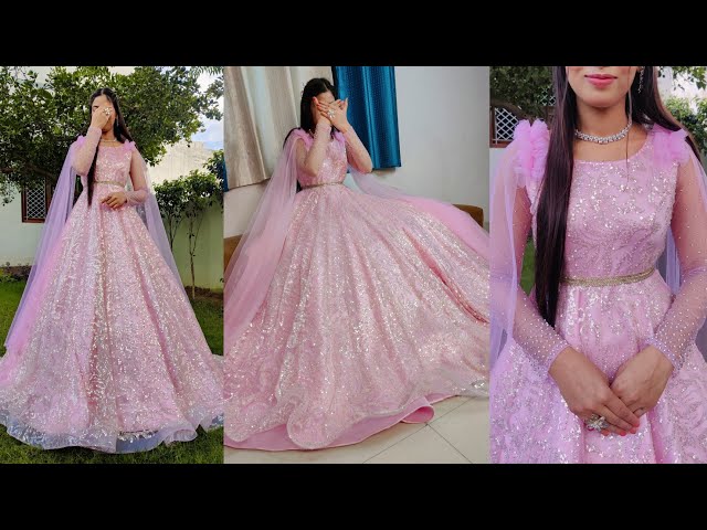 net frill gown cutting and stitching/gown swing/long gown cutting/gown  cutting stitching full tutorl - YouTube