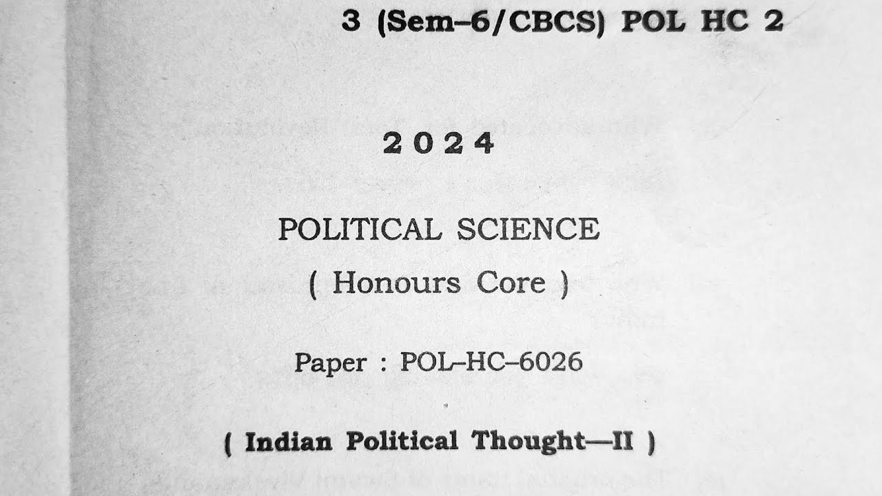 B.A 6th Sem | Political Science (honours) Final Exam 2024 | paper- POL ...