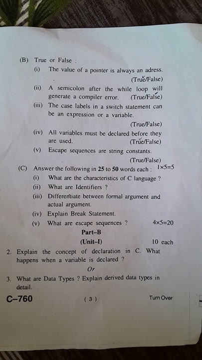 HPU bca 1st semester c programming question paper 📃 - YouTube