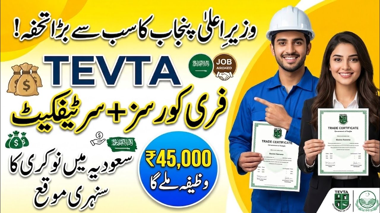 Tevta Free Courses with Certificate Online Apply | CM Punjab Hunarmand ...