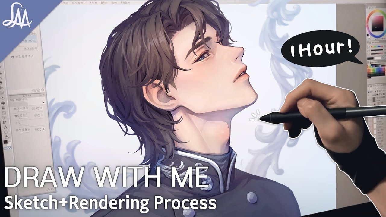 Drawing Side View✒️ Rendering Process [Draw with me/Clip Studio] chill music