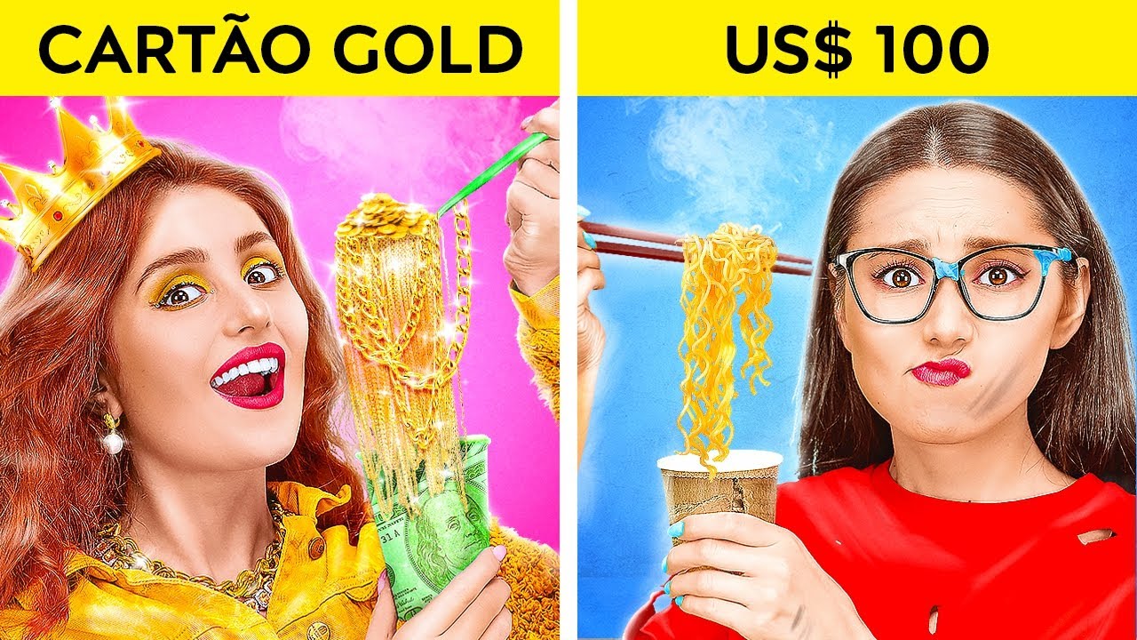 ⁣DESAFIO SEM GRANA VS. ULTRARRICO ||US$ 100 vs. Cartão GOLD! Fui adotado por bilionários, por 123 GO!