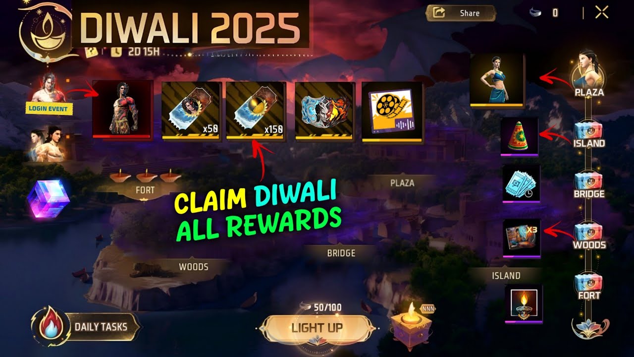 CLAIM ALL DIWALI EVENT FREE REWARDS 🔥
