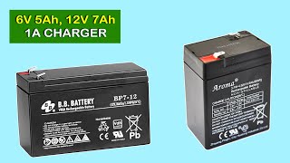 Simple battery charger for 12v 7Ah and 6v 5Ah batteries