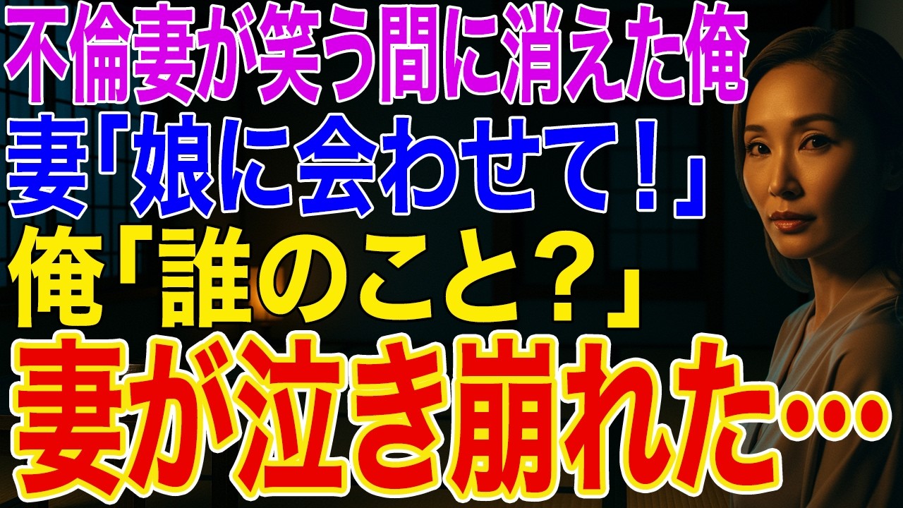 【修羅場】不倫妻が「旦那なんて簡単ｗ」と笑う間に娘を連れ消えた俺。妻「娘に会わせて！」俺「誰のこと？」➡妻が泣き崩れた
