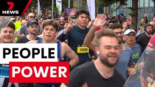 Tens of thousands of people brought the city to a standstill for a good cause | 7NEWS