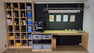 Home office build with interlocking shelving unit // DIY