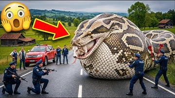 Brave rescue team fights giant python to save innocent white cow 🐍