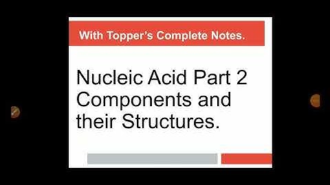 Nucleic Acids Part 2 Components and their Structures.