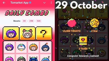 🍅 Tomarket Airdrop Combo 29 October | Tomarket Daily Combo Today | Tomarket Secret Combo Today