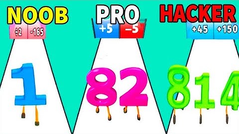 NOOB vs PRO vs HACKER in Number Run 3D Game Gameplay All Levels Android, ios‏‏‏‏‏‏