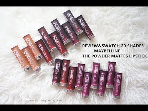 MAYBELLINE POWDER MATTES SWATCHES & REVIEW + 50 LAYERS OF LIPSTICK CHALLENGE!. 