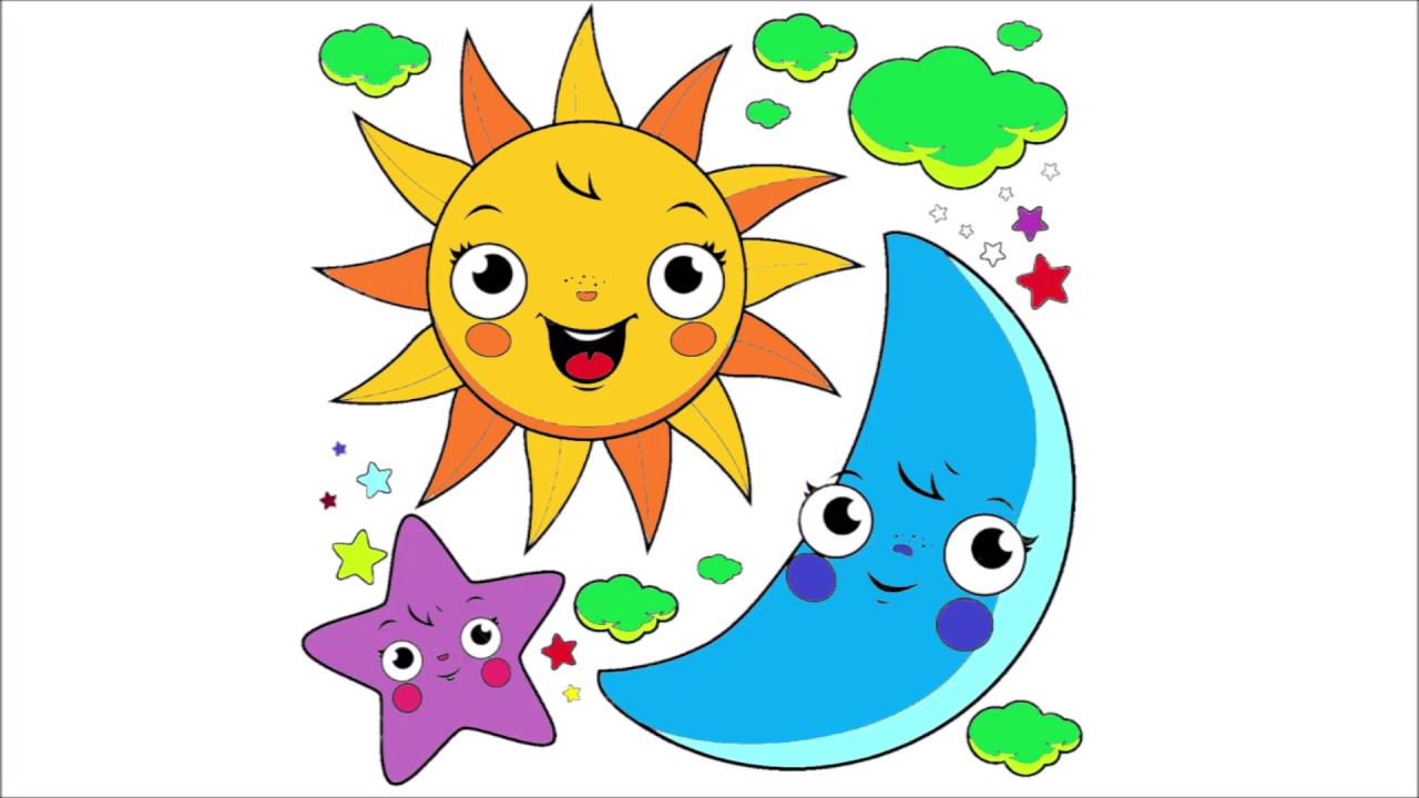 Linea Magica dibujando al Sol y la Luna - Dibujos Para Niños - Learn Colors  / Dibubaron paso a paso - thptnganamst.edu.vn