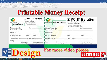 Money Receipt Design in Microsoft Word | Payment Receipt Voucher Design in MS Word