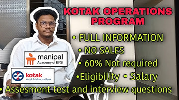 KOTAK OPERATIONS PROGRAM 🚨| FULL INFORMATION ABOUT THIS PROGRAM 💯 | TEST AND INTERVIEW QUESTION 📌