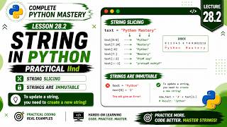 Python Strings Practical | String Slicing & Immutability | Lesson 28 (Part 2) | Hindi/Urdu