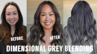 Hair Transformations with Lauryn: Dimensional Grey Blending on Previous Dark Permanent Color Ep. 196