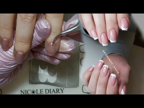 Как сделать френч гель лаком с трафаретом в домашних условиях видео