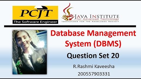 Java Institute || Database Management System(DBMS) || Question Set 20