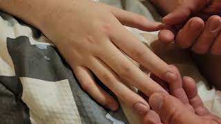 Asmr, gentle hand massage with soft touches.
