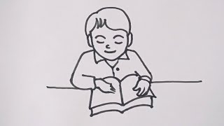 How to draw Boy reading a book / easy drawing step by step