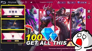 Famous 100 Diamond to get 2 Elimination Effect and 2 Avatar Border 😍 Abyssal Wings Event Draw MLBB 2023 Net Worth