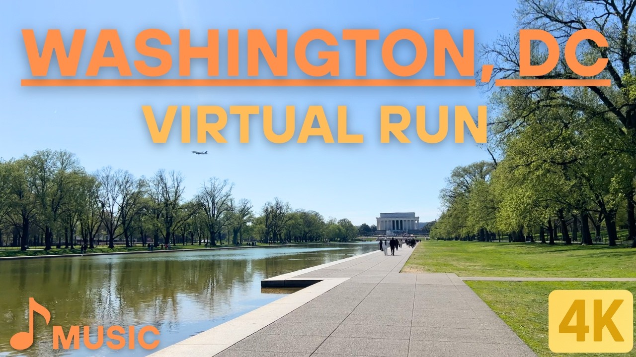 Washington D.C: Lincoln Memorial, Virtual Run, 4K & Music