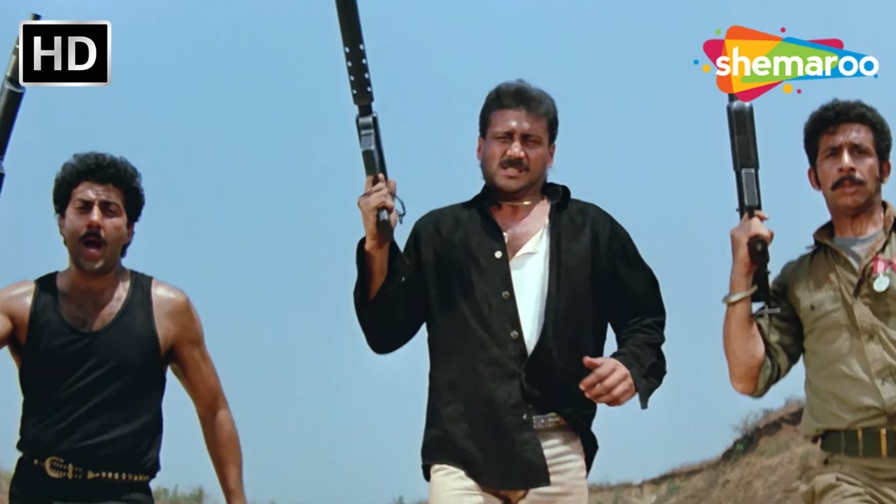 Tridev Climax - दुश्मन के बॉर्डर में घुस के गुंडों को मार गिराया सनी देओल ने - Naseeruddin, Sunny