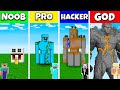 Minecraft Battle: NOOB vs PRO vs HACKER vs GOD: INSIDE GOLEM HOUSE BASE BUILD CHALLENGE / Animation