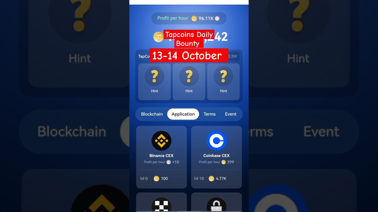 13-14 October Tapcoins Daily Bounty card Combo Card Tapcoins Daily Combo Card