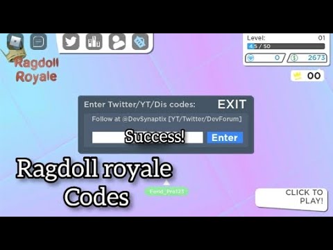 Roblox Ragdoll Royale Codes Youtube - roblox codes for ragdoll royale