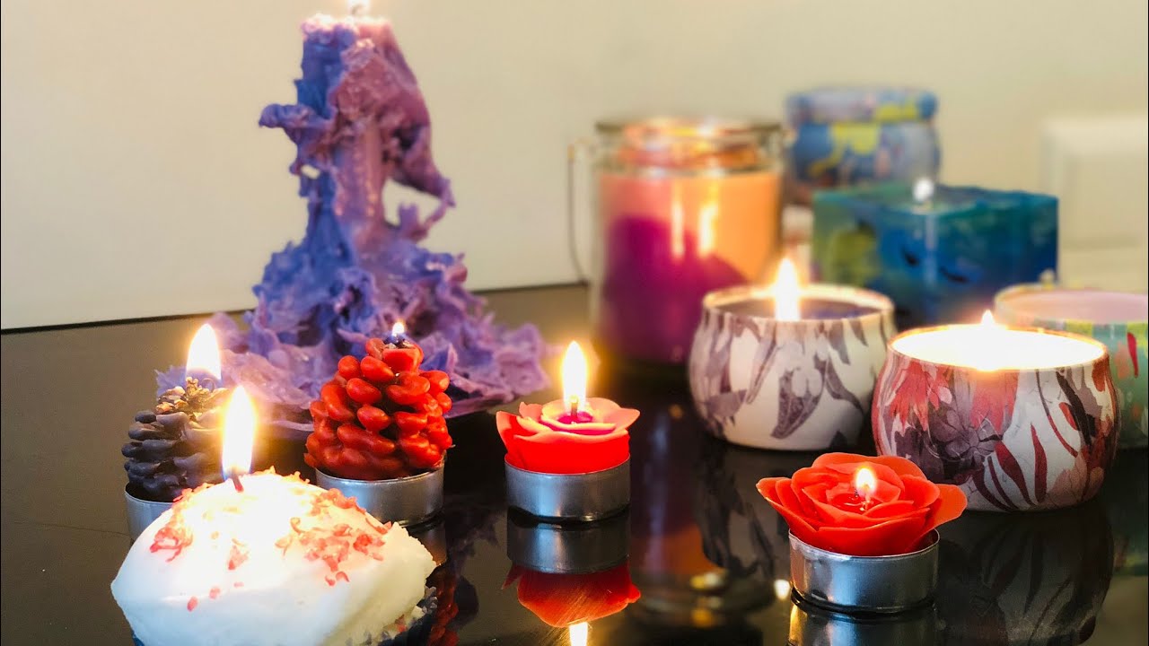 7 Fun&easy candle making DIY #halloween#gothic#rose petals #water candle#Tilted candle #Pinecone