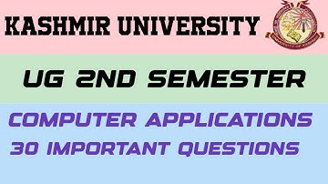 Computer Applications Guess Paper 2023 | Kashmir University 2nd Semester