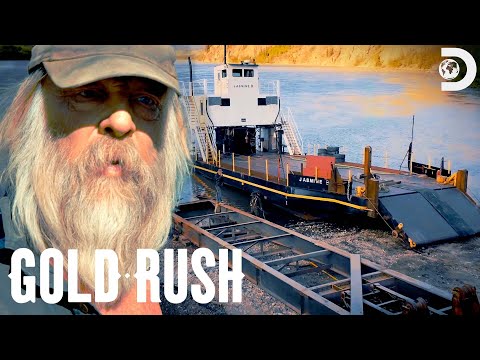 Tony Beets Hauls a Massive Steel Skid out of the River | Gold Rush