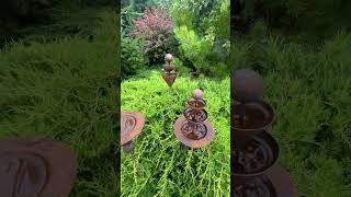 Set of 3 Rusty Metal Flowers - Garden Stakes & Bee Water Cups #art #decor #metal #rust#gardenflowers