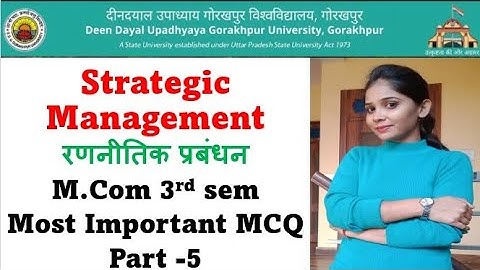 Strategic Management | Most Important MCQ part -5 |  M.com 3rd sem DDU Gorakhpur University |