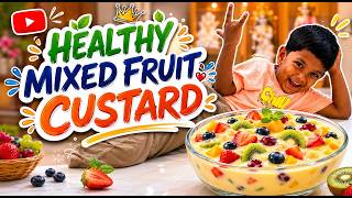 Creamy Mixed Fruit Custard in 5Min | Healthy Dessert |హెల్తీ &amp; టేస్టీ మిక్స్‌డ్ ఫ్రూట్ కస్టర్డ్ 🍓🍌🥭