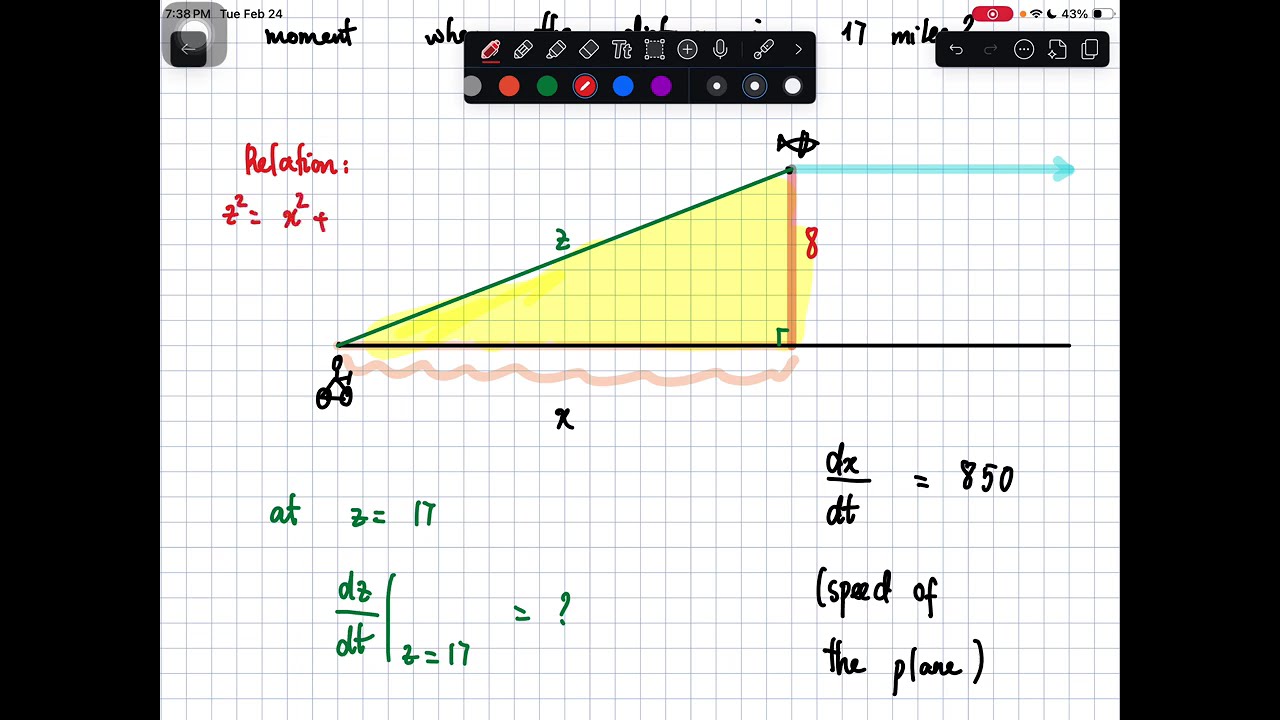 E2-8.3. Related Rates: find the rate of change of the distance between the plane and the bicyclist