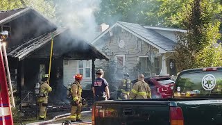 Johnson City Fire Dept. on scene of house fire on West Poplar Street in Tree Streets