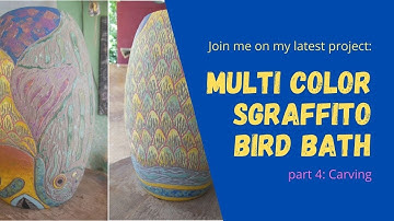 Birdbath multicolor sgraffito Part 4 Carving 1