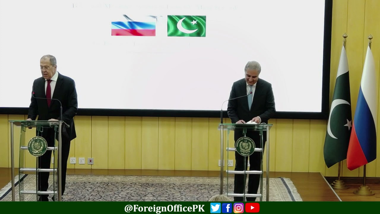 Joint Media Briefing of Foreign Ministers of Pakistan and Russia at Ministry of Foreign Affairs, ISB