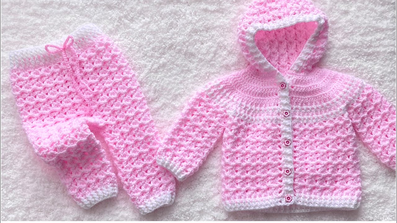 WOW 🤩 HERMOSO Y SUPER FACIL PATRON DE CROCHET! CONJUNTO PARA BEBES Pantalon con medidas de RN-24m