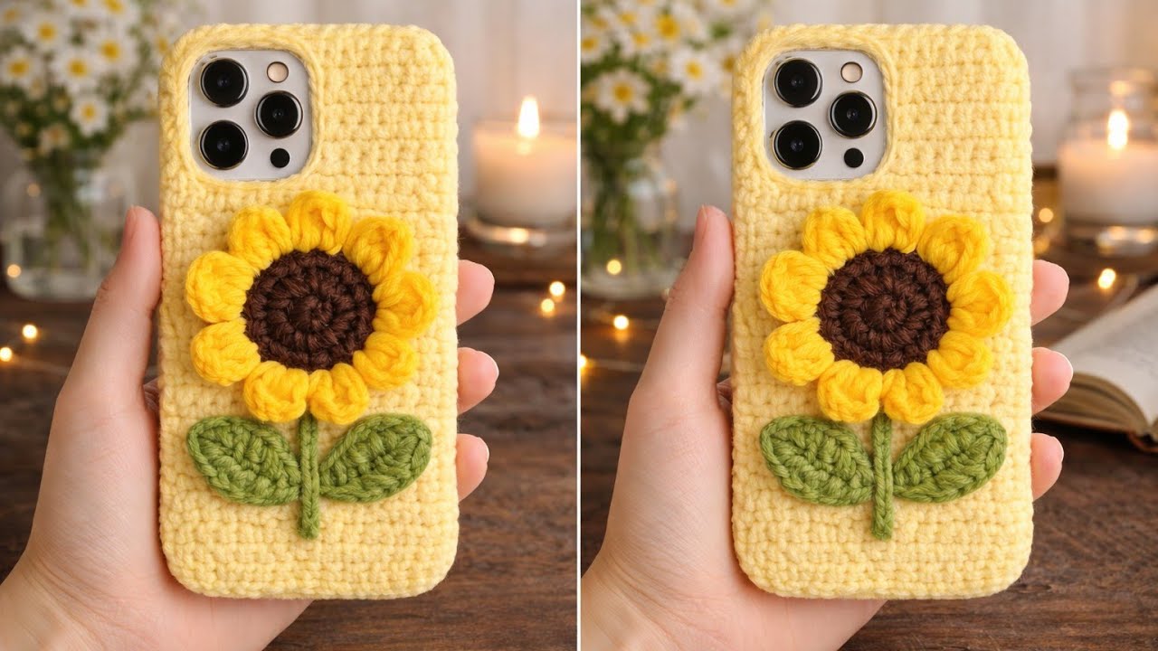 Amigurumi Crochet Phone Cover with Sunflower 🌻 ll Crochet Phone Case Tutorial 🌼 ll