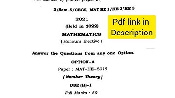 Number theory papper 2021 | MAT-HE-5016 | #guwahatiuniversity B.sc 5th semister  #viral #1k #exams